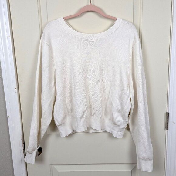 J.Crew | White Cropped Back Bow Sweater Size Medium - Picture 1 of 7